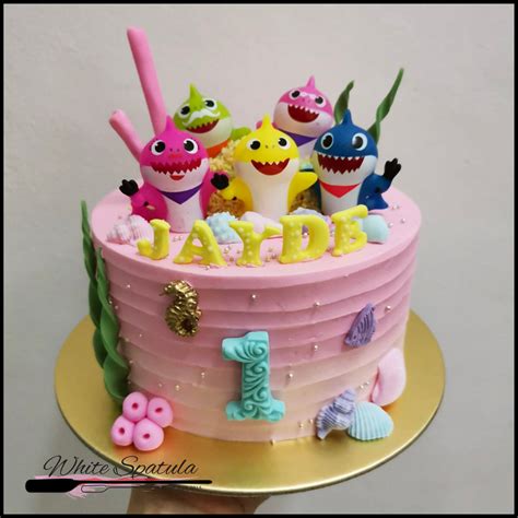 Baby Shark & Family (Girl Version) Buttercream CakeSingapore is here - White Spatula