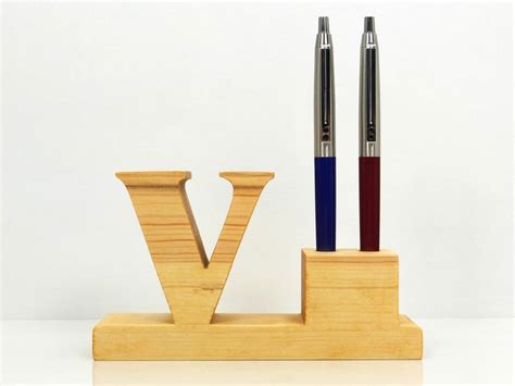 Pen Holder. Personalized Wooden Desk Pen Holder With Letter - Etsy