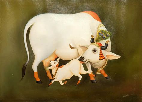 Lord Krishna And His Cows Rajasthani Miniature Painting (16 X 12) | lupon.gov.ph