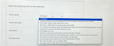 Match the following terms to their definition:Stream | Chegg.com