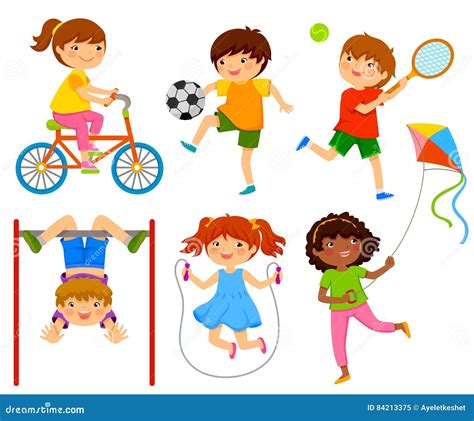 Active kids stock vector. Illustration of active, happy - 84213375