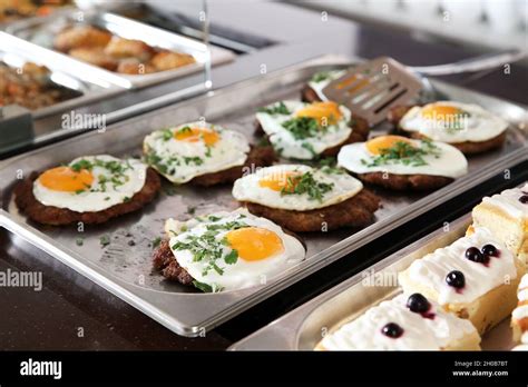 Trays with healthy food in school canteen Stock Photo - Alamy