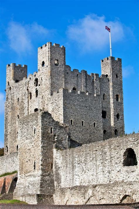 This early medieval castle shows the main keep with battlements. | Medieval castle