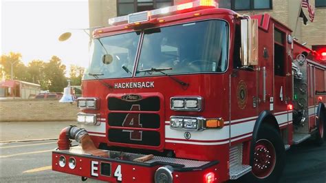 HACKENSACK FIRE DEPARTMENT ENGINE 4 RESPONDING FROM QUARTERS ON STATE ...