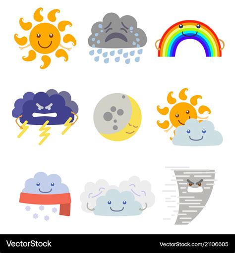 Cartoon characters weather forecast set Royalty Free Vector