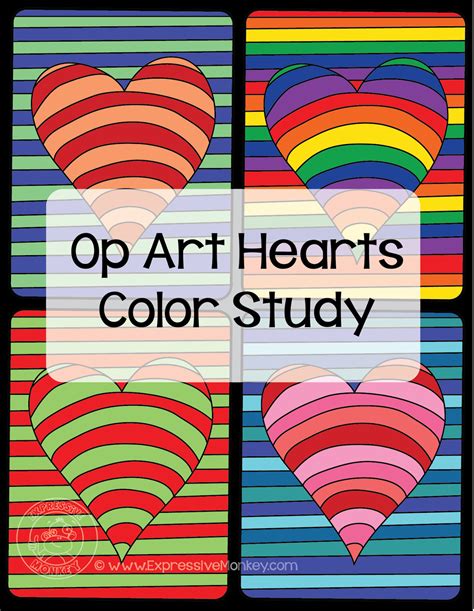 Expressive Monkey: Op Art Hearts Color Study | Op art lessons, Valentine art projects ...