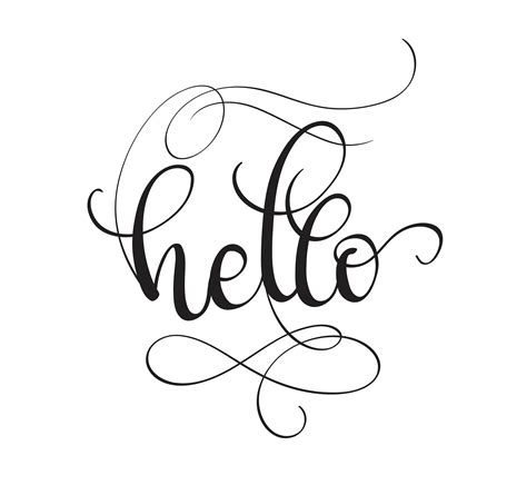 Hello text isolated on white background. calligraphy and lettering ...