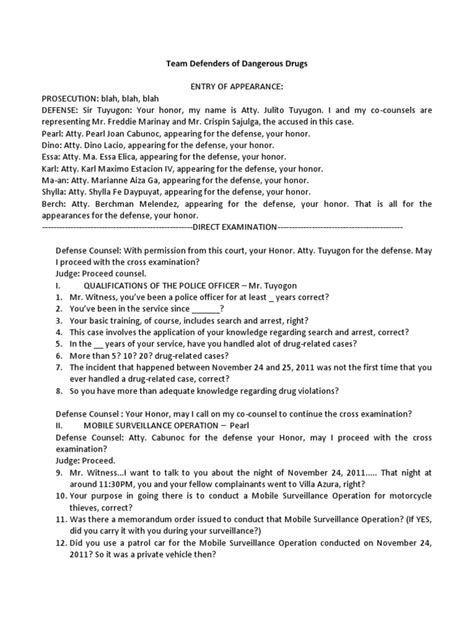 Cross Examination Questions - Final | Cross Examination | Witness