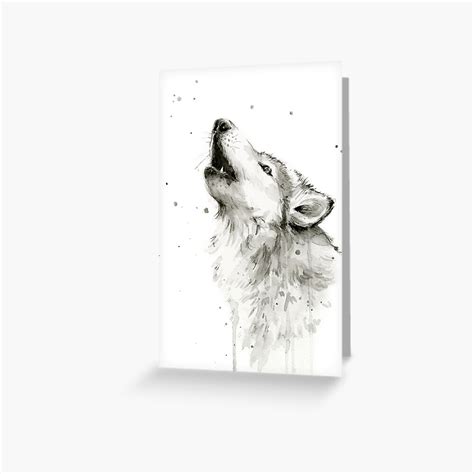 "Wolf Howling Watercolor" Greeting Card for Sale by olga-shvartsur | Redbubble