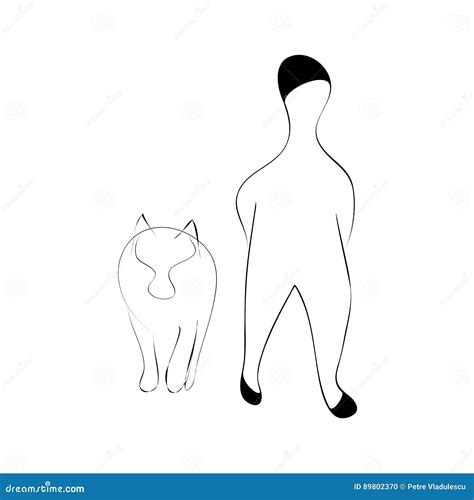 The man and the dog stock vector. Illustration of outline - 89802370