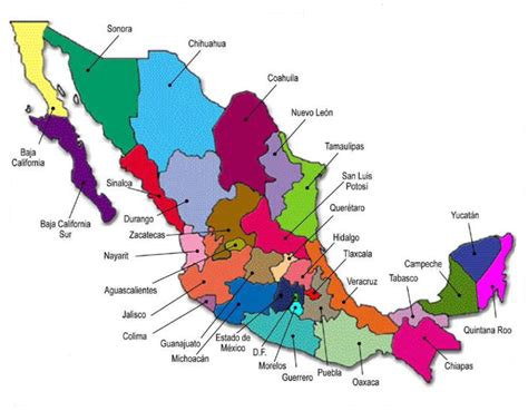 Mapa de México con nombres, capitales y estados | Imágenes Totales