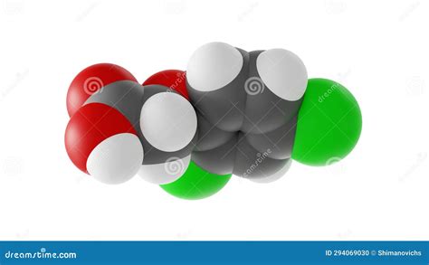 2,4-dichlorophenoxyacetic Acid Molecule 3d Rendering, Flat Molecular ...