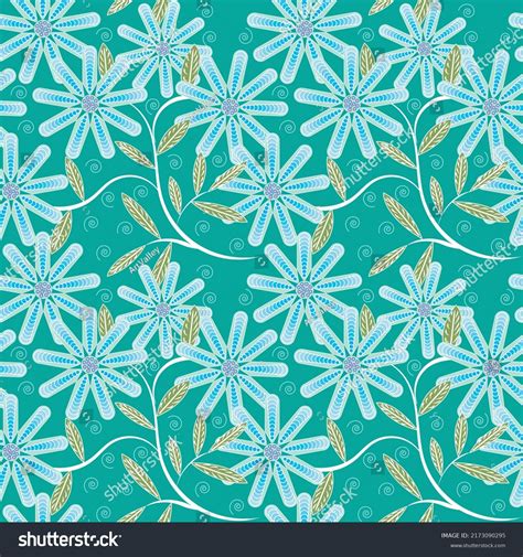 Sky Blue Color Floral Pattern Background Stock Vector (Royalty Free) 2173090295 | Shutterstock