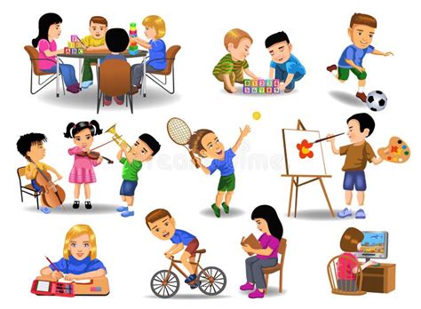 Collection of Children Doing Different School and Leisure Time ...