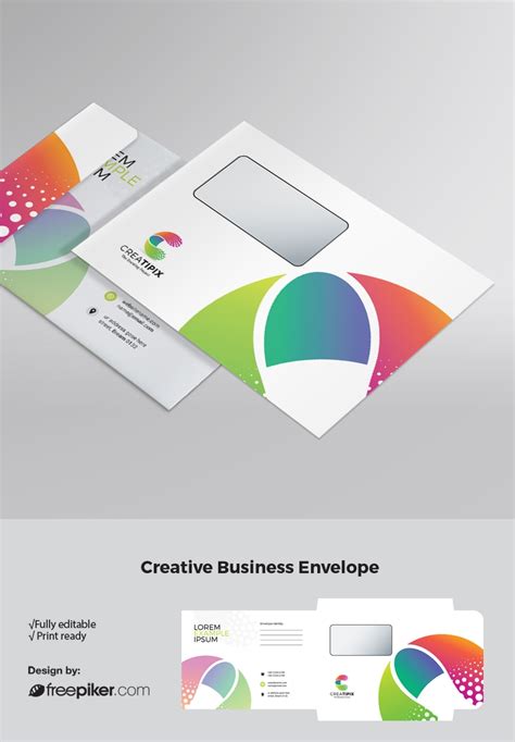 Freepiker | creative colorful b5 envelope template