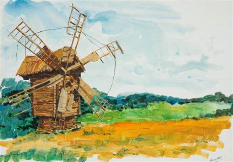 The windmill of Animal Farm Painting by Iryna Usenko | Saatchi Art