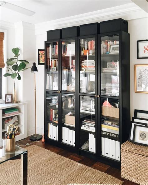 Black Bookcases With Glass Doors