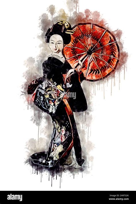 Geisha original painting - Air - campestre.al.gov.br