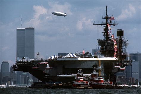 The USS John F. Kennedy in New York Harbor for the centennial anniversary of the Statue of ...