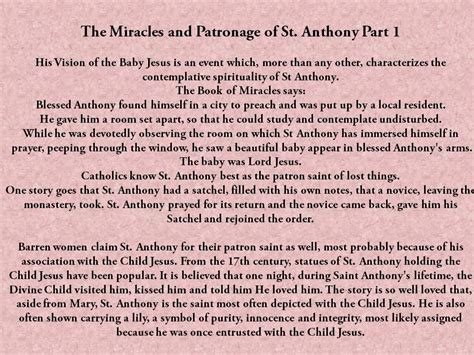 St Anthony Prayer Request For Miracles