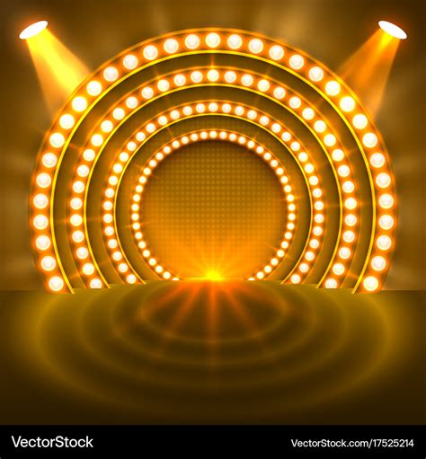 Show light podium gold background Royalty Free Vector Image