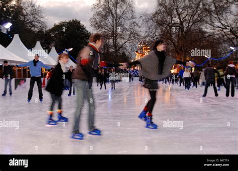 Ice Skating at the Winter Wonderland ice rink situated in London's Hyde park corner for the ...