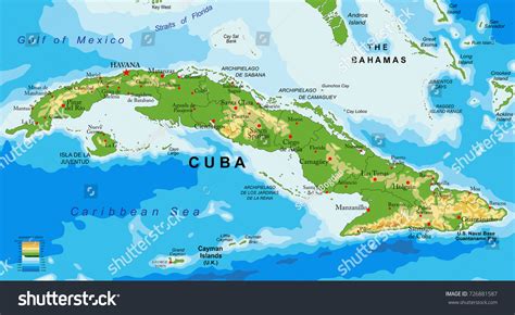 Physical Map Cuba Stock Vector (Royalty Free) 726881587 | Shutterstock