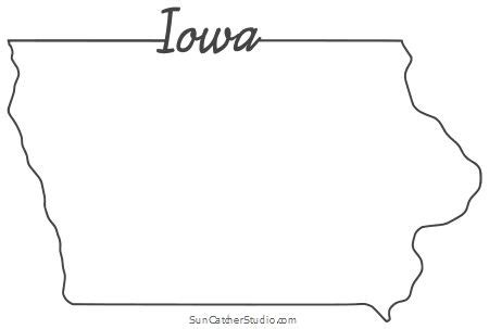 Iowa – Map Outline, Printable State, Shape, Stencil, Pattern