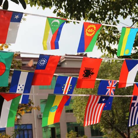 25m 100pcs Hanging Flags International World Banner Bunting String Bar Office Home Party ...