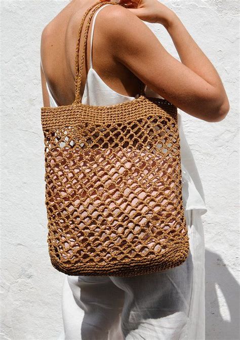 Raffia Net Bag, Crochet Raffia Tote, Summer Tote Bag, Straw Mesh Bag, Handcrafted Tote, Net ...