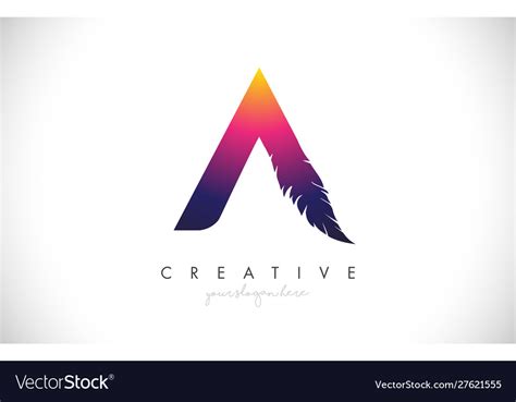 A feather letter logo icon design with feather Vector Image