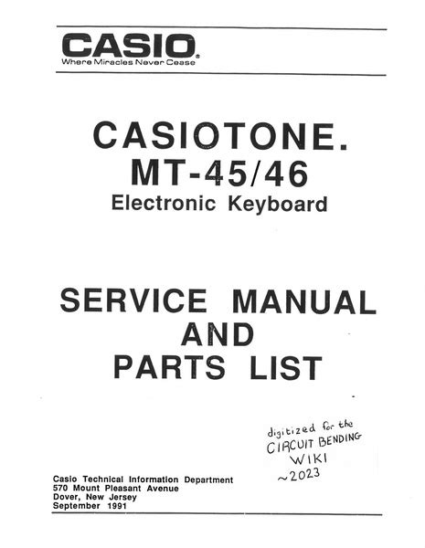 File:Casio MT-45 and MT-46 Service Manual.pdf - Circuit Bending Wiki