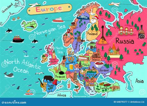 Europe Map stock vector. Illustration of clip, cartoon - 64879377