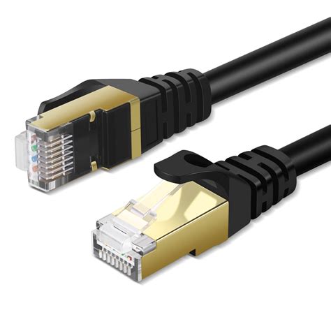 CAT 7 Ethernet Cable 100ft High Speed 10 Gbps 600MHz Black CAT7 Connector LAN Network Gigabit ...