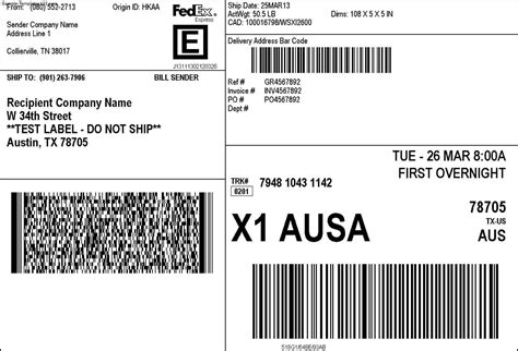 Fedex Printable Label