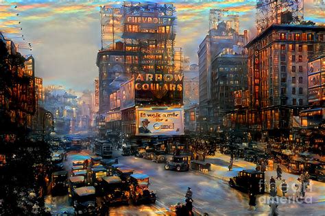 New York City Vintage Time Square in Painterly Vibrant Colors 20200510 Photograph by Wingsdomain ...