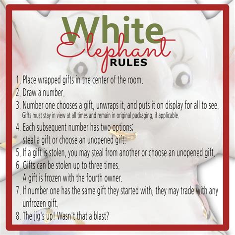 White Elephant Game Rules Printable