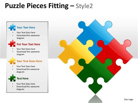 Puzzle pieces fitting style 2 powerpoint presentation templates