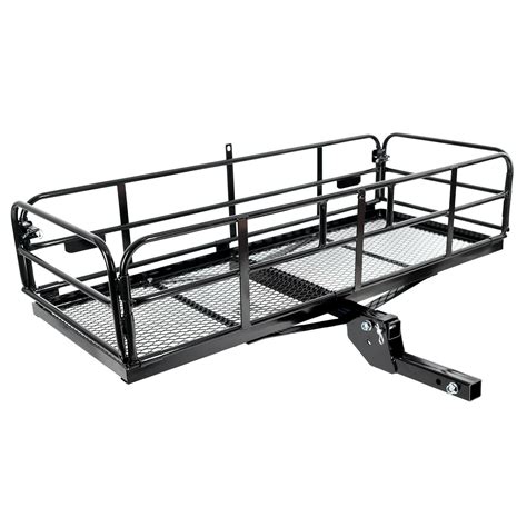 60" Folding Hauling Hitch Cargo Mount Carrier Mounted Basket Long Luggage Rack with 2" Receiver ...