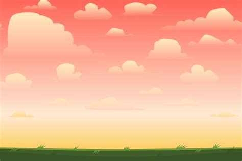 Sunset in cartoon landscape Vector | Free Download