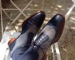 Handmade Mens Two tone formal shoes, Men Navy blue and Black dress leather shoes - Boots