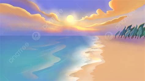 Beach Sunset Slope Zoom Virtual Background, Blue Sky, Beach, Setting ...