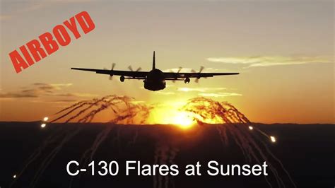 C-130 Flares At Sunset Over Wyoming - YouTube