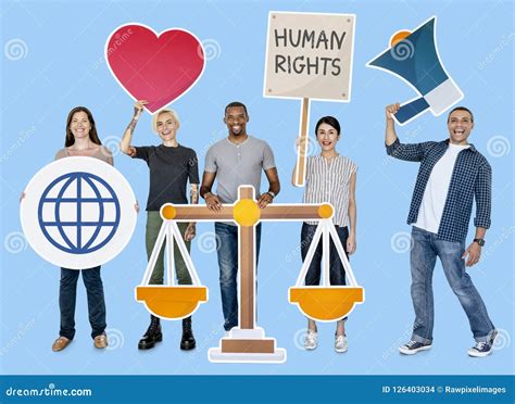 Diverse People Holding Human Rights Symbols Stock Photo - Image of ...