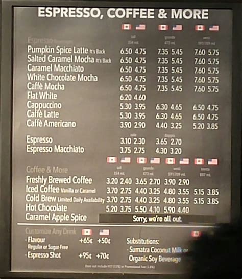 Starbucks Canada Menu Prices ~ news word