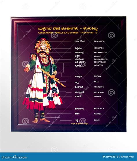 Photoframe of Yakshagana Artist Costumes with Names. Yakshagana is Traditional Indian Folk Dance ...