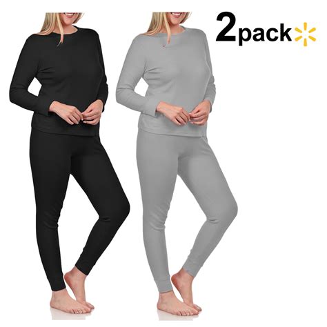 Basico Women's 2pc Long John Thermal Underwear Set 100% Cotton (2Pack ) - Walmart.com