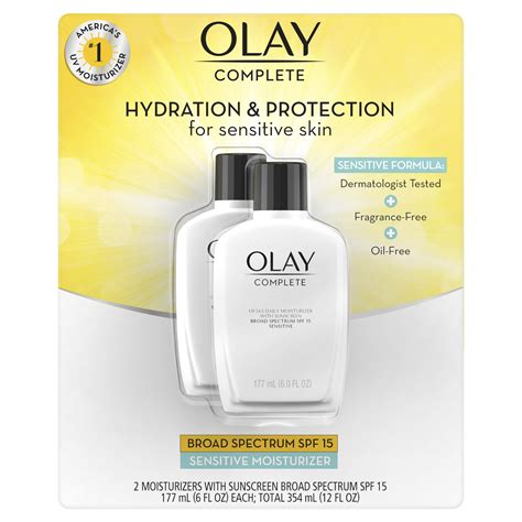 Olay Complete Lotion Moisturizer with SPF 15 Sensitive, 6.0 oz, Pack of 2 - Walmart.com ...