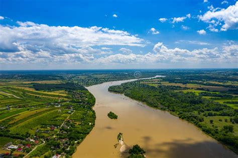 Vistula River in Poland. Aerial View of Vistula River, the Longest ...