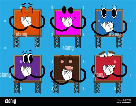 Billboard with hands over mouth. Cute cartoon advertisement sign, banner character Stock Vector ...